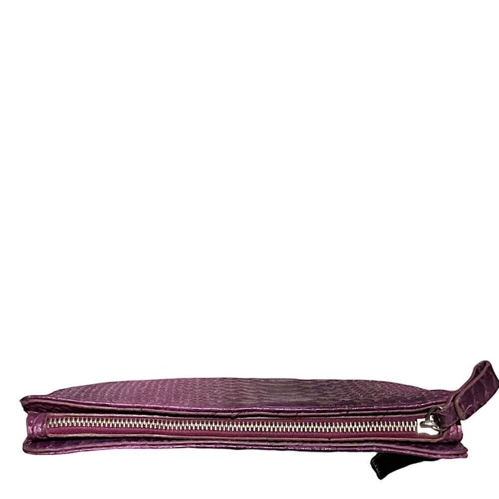 Steve Madden Purple Reptile Embossed Wristlet Clutch with Rhinestone Wrist Cuff - Picture 2 of 10